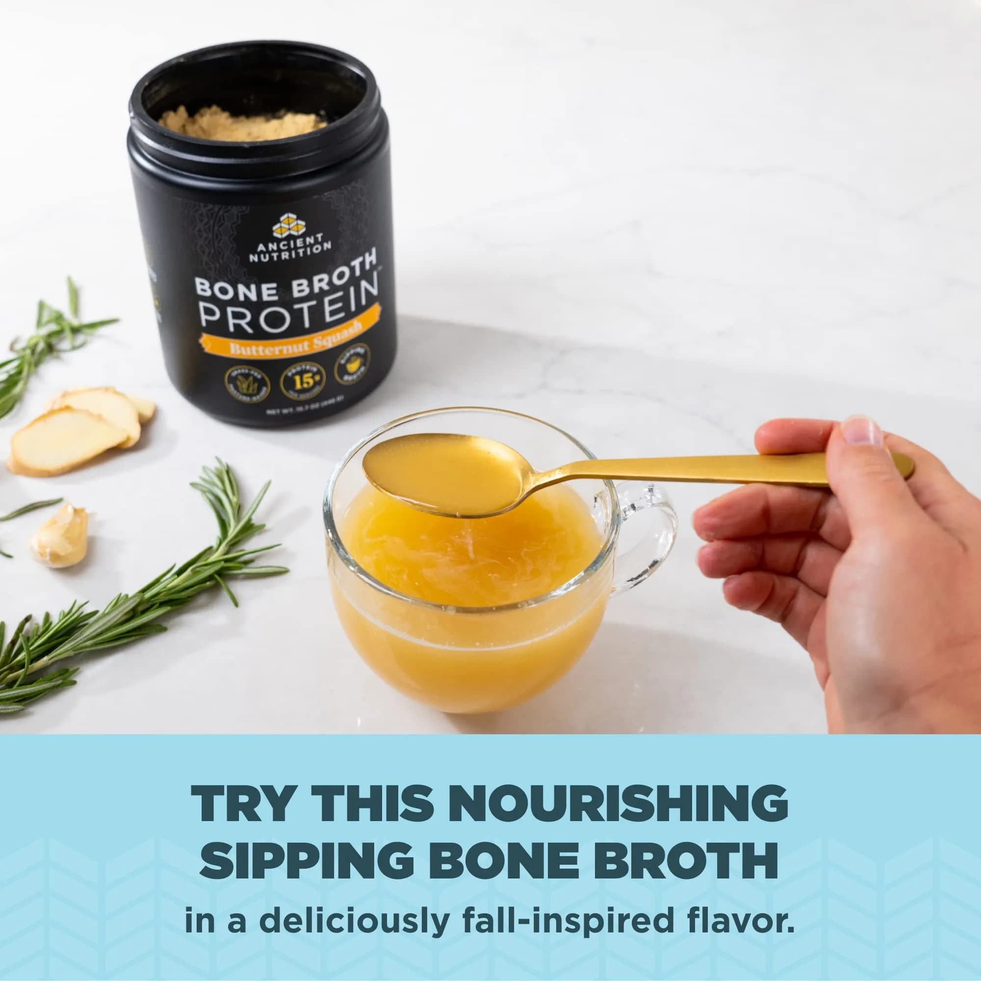 Ancient Nutrition Butternut Squash Bone Broth Protein Powder | 15 Servings - view 4