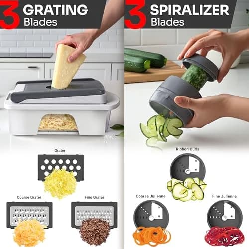 JANSKA Pro-Series All-in-One 12 Blade Mandoline Slicer & Spiralizer | 1.34 kg (2.92 lb) thumbnail 5
