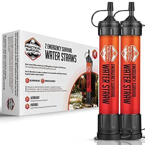 Practical Survival Emergency Water Straws (2-Pack) | Filters 1800 Gallons Each | Lightweight & Reusable thumbnail 1