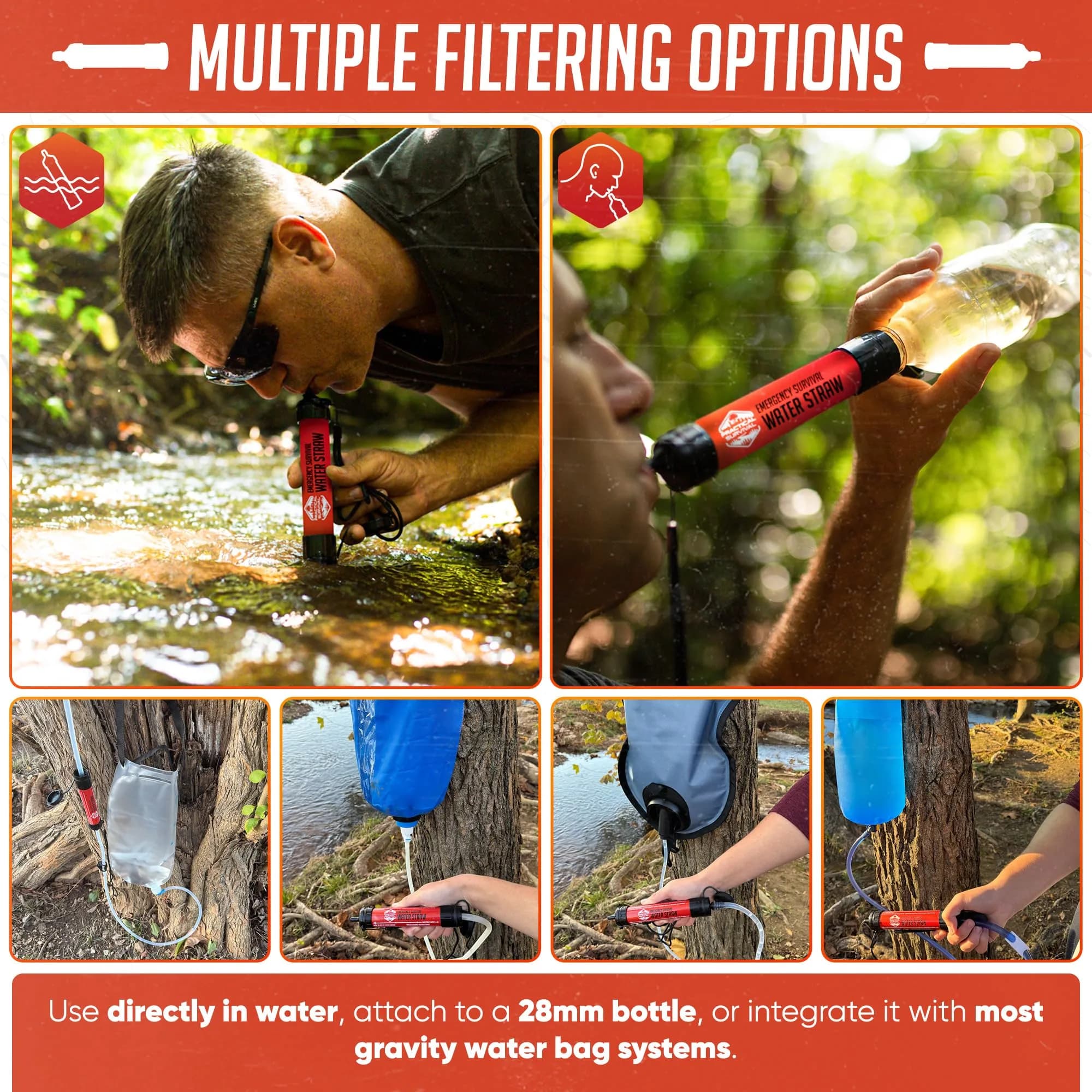 Practical Survival Emergency Water Straws (2-Pack) | Filters 1800 Gallons Each | Lightweight & Reusable - view 3