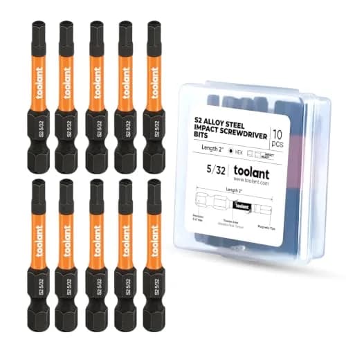 toolant 5/32-inch Impact Hex Bit Set, 10-Piece, 2-inch | Built for Impact Driving with S2 Steel thumbnail 1