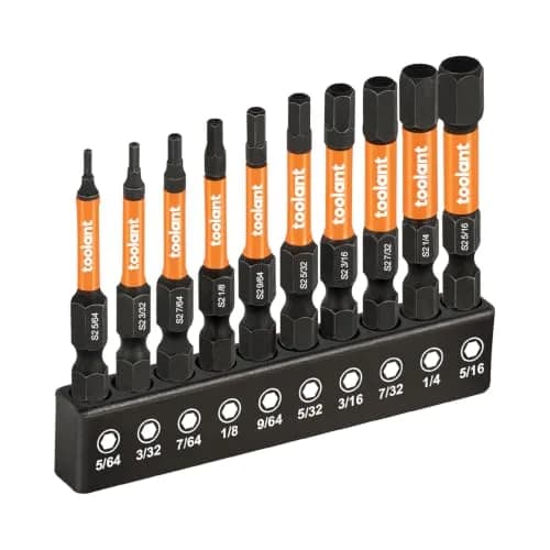 toolant SAE Impact Allen Wrench Drill Bit Set, 10-Piece, 2-inch | 1/4" Hex Shank for Impact Drivers thumbnail 1