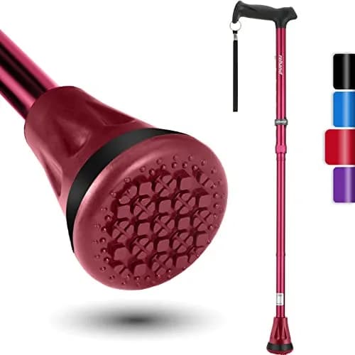 rehand Walking Cane - Foldable, Adjustable, Collapsible | Heavy Duty All Terrain Tip for Seniors & Adults thumbnail 1
