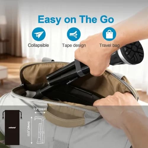 rehand Walking Cane - Foldable, Adjustable, Collapsible | Heavy Duty All Terrain Tip for Seniors & Adults thumbnail 6
