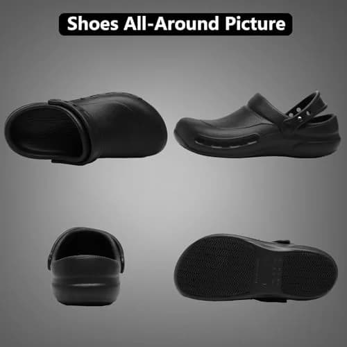 ZEENXIUYA Unisex Non-Slip Kitchen Clogs Black Size 7 Women/9 Men | Waterproof Work Shoes thumbnail 6