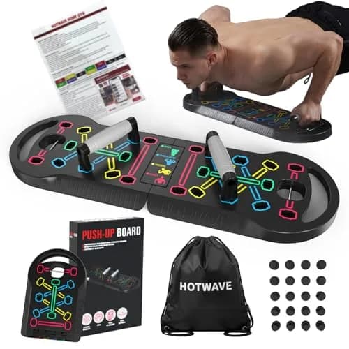 HOTWAVE Push Up Board Foldable 20 in 1 | Portable Calisthenics Stand for Full Body Workout thumbnail 1
