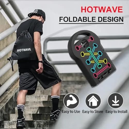 HOTWAVE Push Up Board Foldable 20 in 1 | Portable Calisthenics Stand for Full Body Workout thumbnail 6
