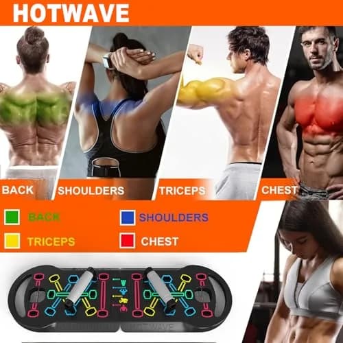 HOTWAVE Push Up Board Foldable 20 in 1 | Portable Calisthenics Stand for Full Body Workout thumbnail 2