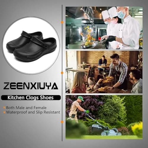 ZEENXIUYA Chef Shoes Men's Slip Resistant Closed Toe Clogs Waterproof Work Shoes 8 | Unisex Kitchen Footwear thumbnail 5