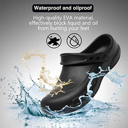 ZEENXIUYA Unisex Chef Shoes Black Size 12 (US Men's Wide) | Slip Resistant Waterproof EVA Clogs thumbnail 3