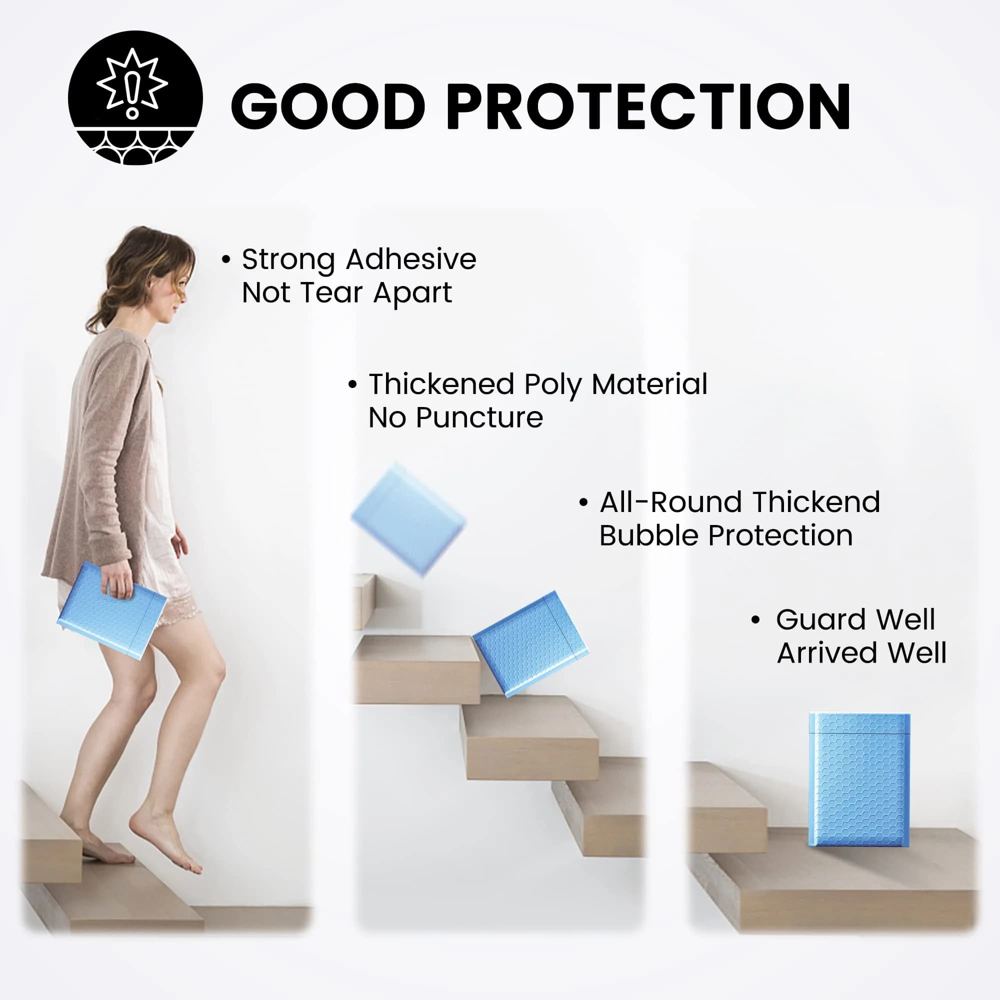 Fuxury Light Blue Bubble Mailers 6x10" (100-Pack) | USA Import for Secure Packaging - view 5