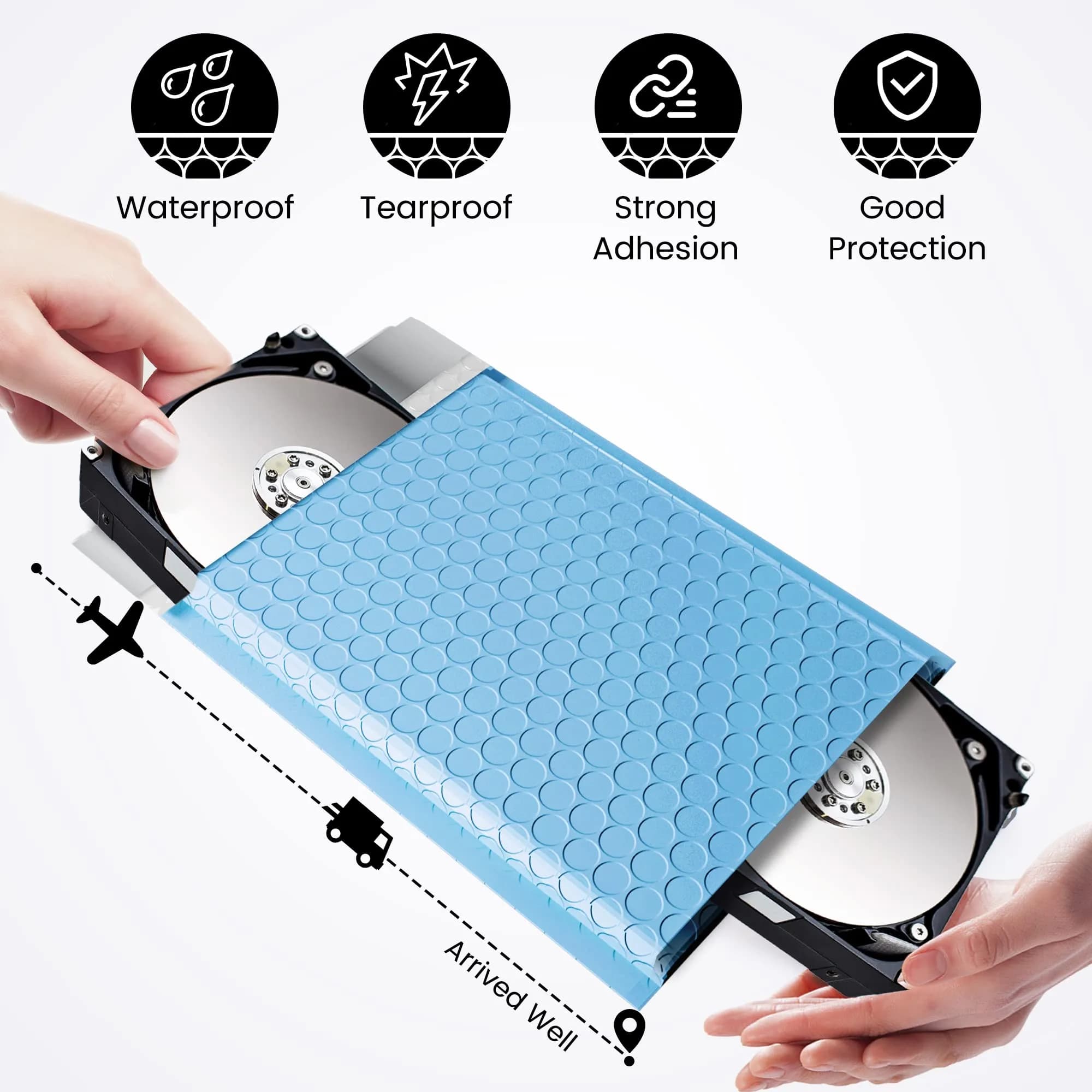 Fuxury Light Blue Bubble Mailers 6x10" (100-Pack) | USA Import for Secure Packaging - view 7