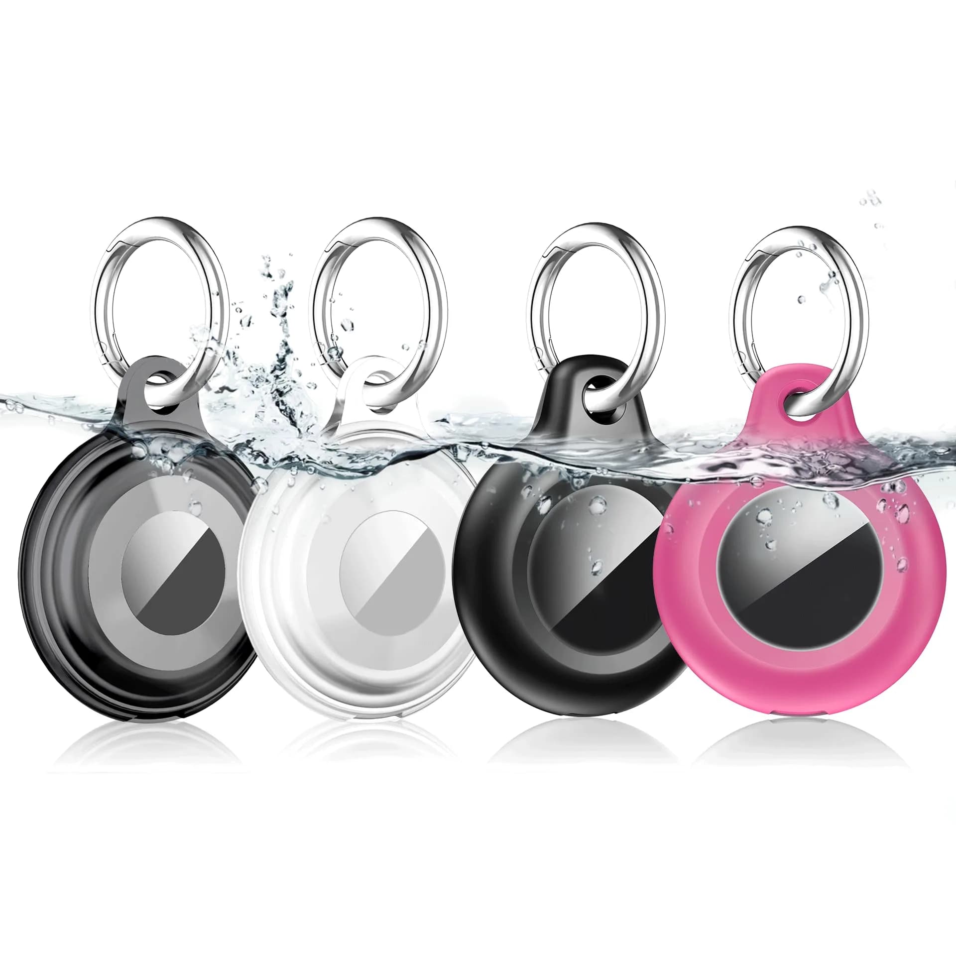 Lanteso Airtag Holder Case with Keychain, 4 Pack Waterproof Shockproof Protective Cover for Apple Air Tags, Airtag Accessories for Pets, Kids, Luggage, Keys - main product image