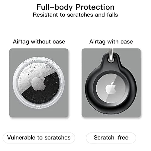 Lanteso Airtag Holder Case with Keychain, 4 Pack Waterproof Shockproof Protective Cover for Apple Air Tags, Airtag Accessories for Pets, Kids, Luggage, Keys thumbnail 4