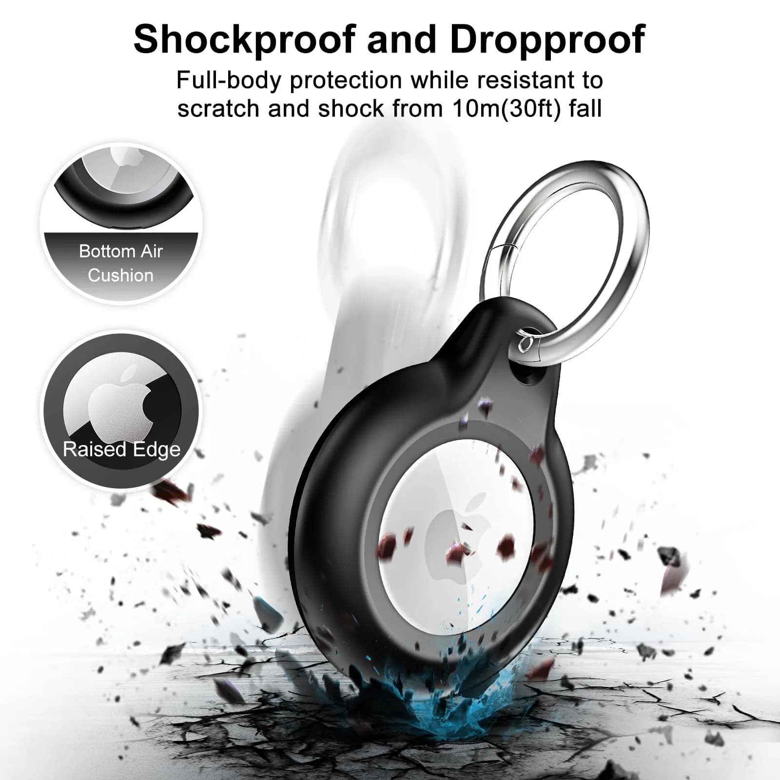 Lanteso Airtag Holder Case with Keychain, 4 Pack Waterproof Shockproof Protective Cover for Apple Air Tags, Airtag Accessories for Pets, Kids, Luggage, Keys - view 2