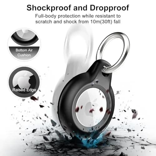 Lanteso Airtag Holder Case with Keychain, 4 Pack Waterproof Shockproof Protective Cover for Apple Air Tags, Airtag Accessories for Pets, Kids, Luggage, Keys thumbnail 2