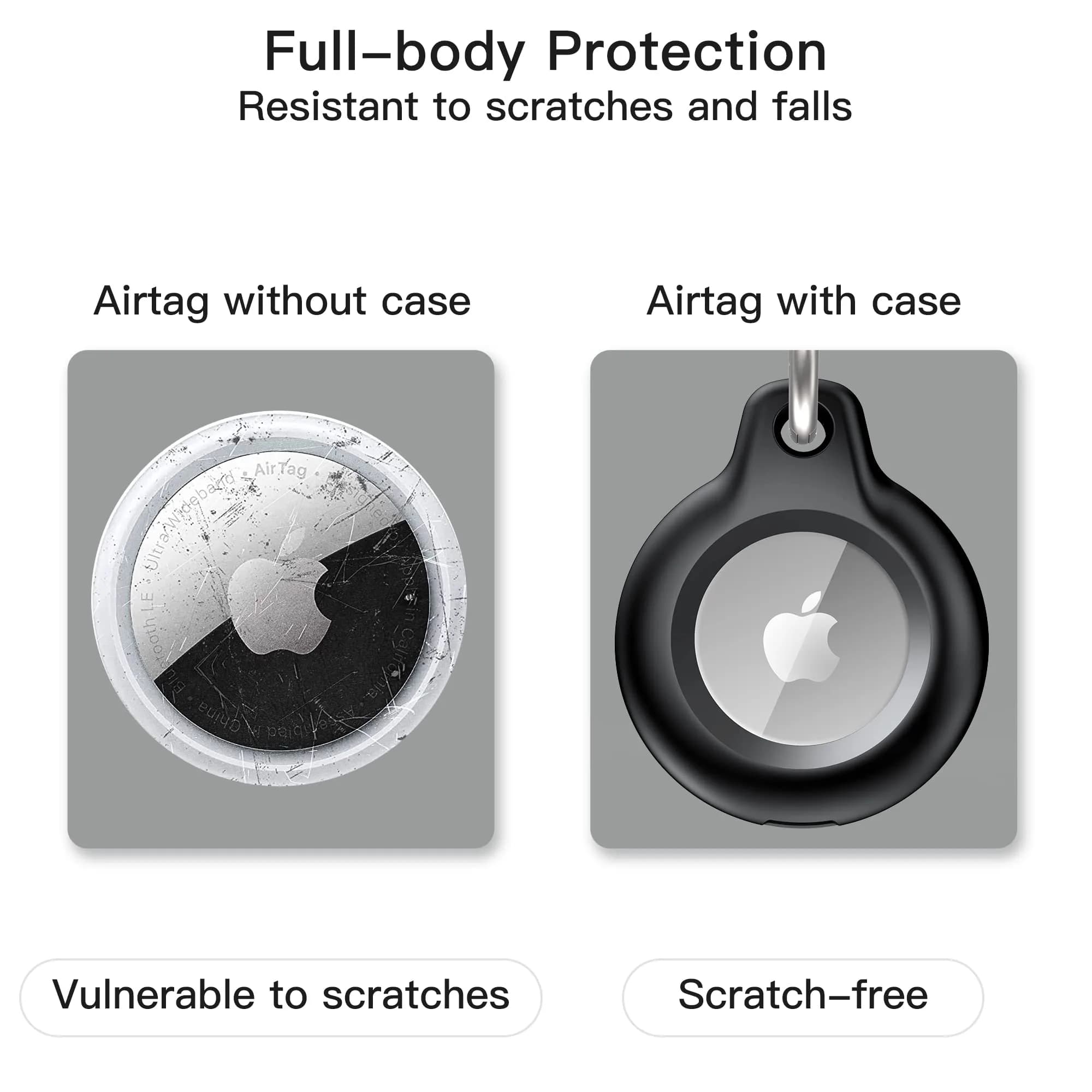 Lanteso Airtag Holder Case with Keychain, 4 Pack Waterproof Shockproof Protective Cover for Apple Air Tags, Airtag Accessories for Pets, Kids, Luggage, Keys - view 4