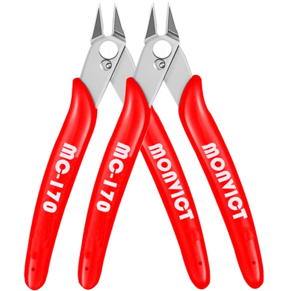 MONVICT 5 Inch Micro Wire Cutters, Flush Cutters with Opening Spring & Ergonomic Handle | Cuts Soft Wire Up to 1.6mm — 5"- Pack 2