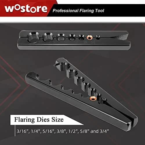 Wostore Eccentric Flaring Kit, 7 Dies 3/16-3/4" 45° Heavy Duty HVAC | Precise Flare Tool for Copper & Steel thumbnail 3