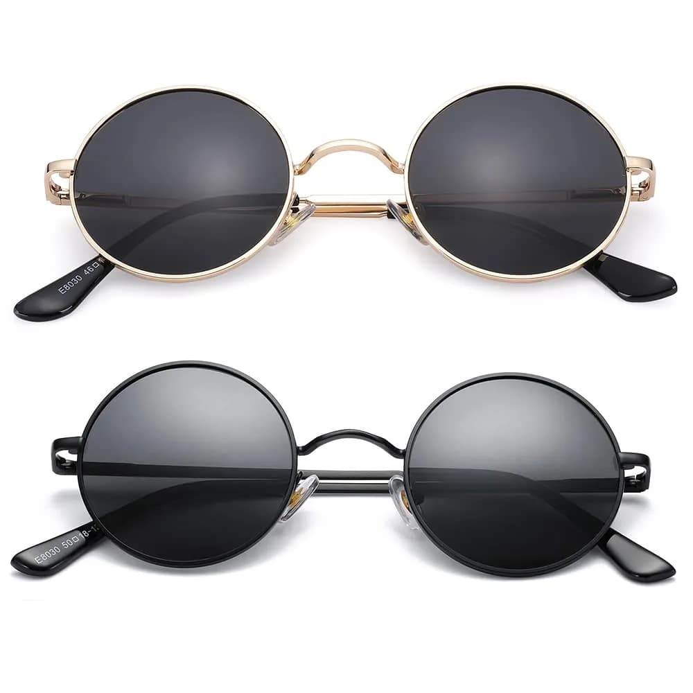 Pro Acme Small Round Polarized Sunglasses - Dual Pack: Gold/Black Lens & Black/Black Lens - main product image