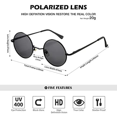 Pro Acme Small Round Polarized Sunglasses - Dual Pack: Gold/Black Lens & Black/Black Lens thumbnail 4