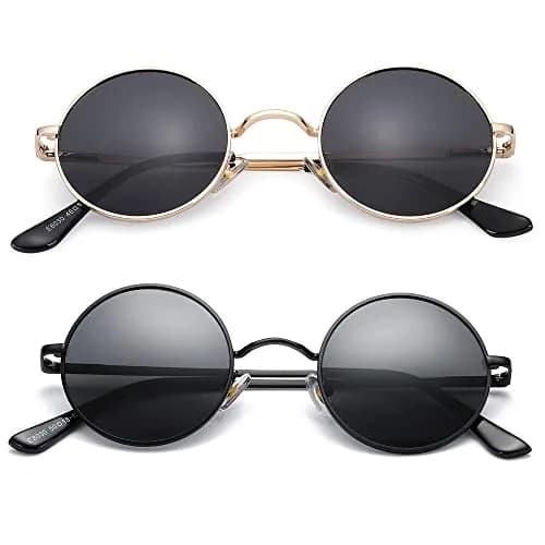 Pro Acme Small Round Polarized Sunglasses - Dual Pack: Gold/Black Lens & Black/Black Lens thumbnail 1