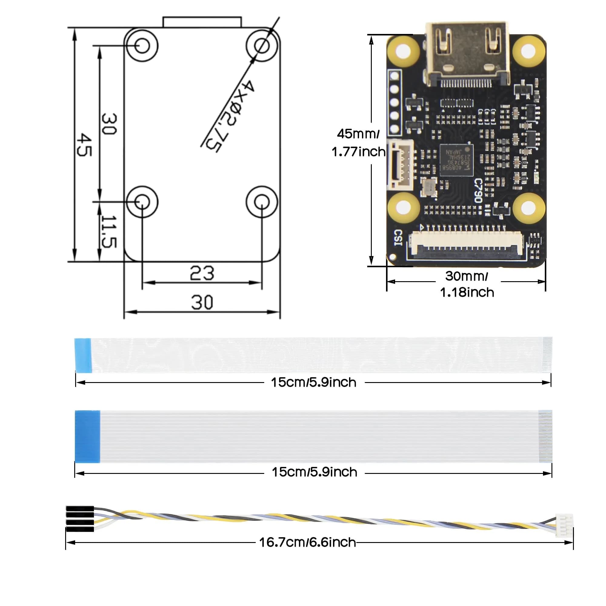 Geekworm C790 CSI-2 Video Capture Module for Raspberry Pi 5/4B/3B+/3B/Zero/W/2W/CM4 | 1080p60 Video & Audio Input - view 5