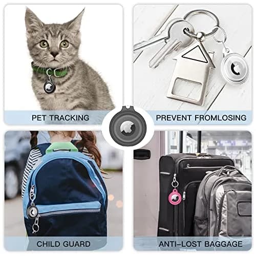 Lanteso Airtag Keychain Case for Apple AirTag (2 Pack, Black/Clear) | IPX8 Waterproof Shockproof Protective Cover thumbnail 6