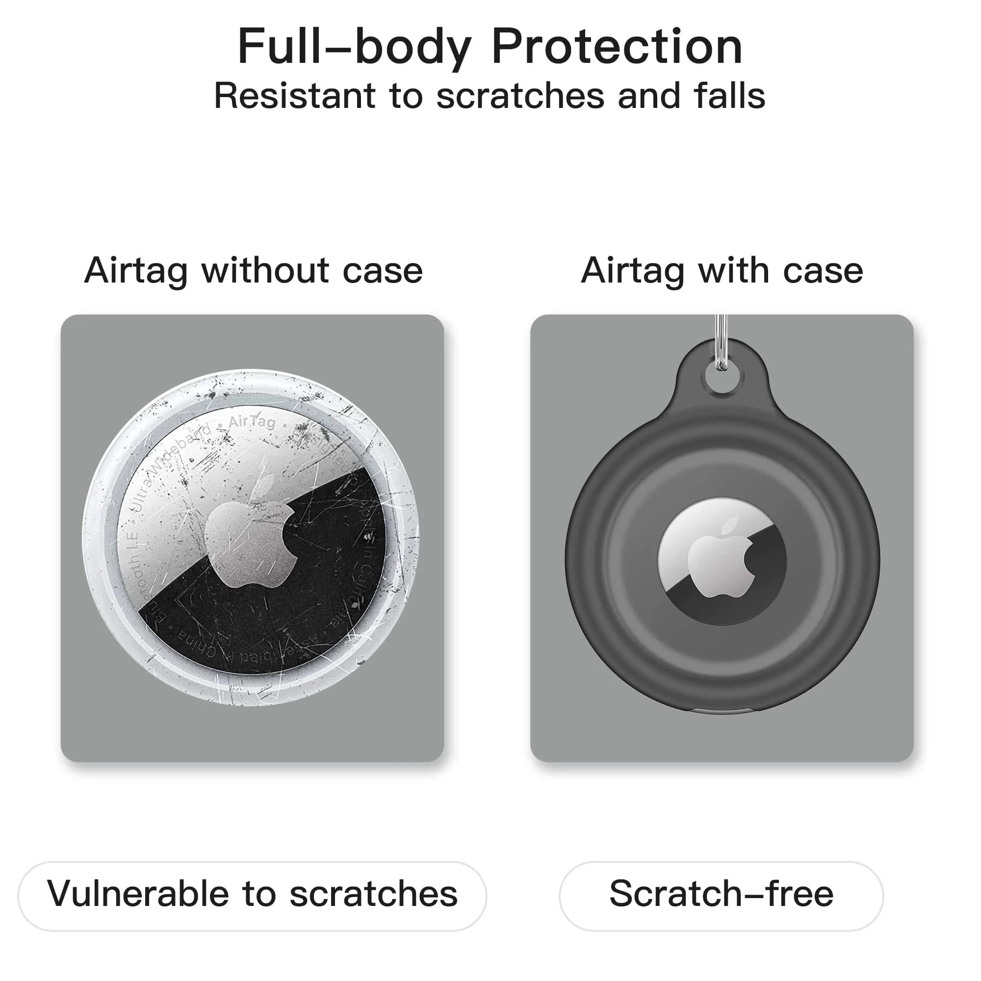 Lanteso Airtag Keychain Case for Apple AirTag (2 Pack, Black/Clear) | IPX8 Waterproof Shockproof Protective Cover - view 2