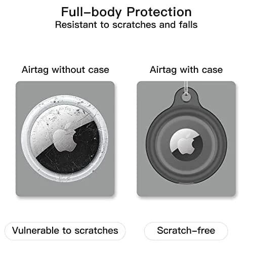 Lanteso Airtag Keychain Case for Apple AirTag (2 Pack, Black/Clear) | IPX8 Waterproof Shockproof Protective Cover thumbnail 2