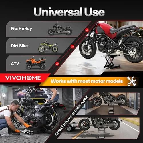 VIVOHOME 1100 LBS Motorcycle Lift Scissor Jack Wide Deck Black | Heavy-Duty Garage Support thumbnail 5
