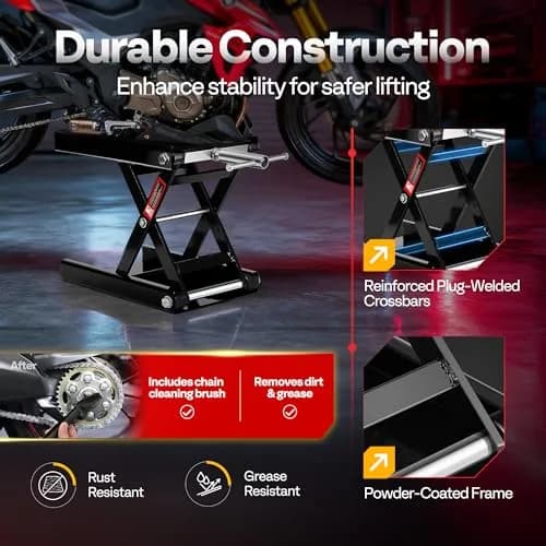 VIVOHOME 1100 LBS Motorcycle Lift Scissor Jack Wide Deck Black | Heavy-Duty Garage Support thumbnail 6