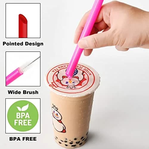 ALINK 12 Pcs Reusable Boba Straws, 13-inch Extra Long Wide Smoothie Straws | Jumbo Diameter for Thick Drinks thumbnail 4