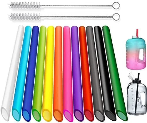 ALINK 12 Pcs Reusable Boba Straws, 13-inch Extra Long Wide Smoothie Straws | Jumbo Diameter for Thick Drinks thumbnail 1