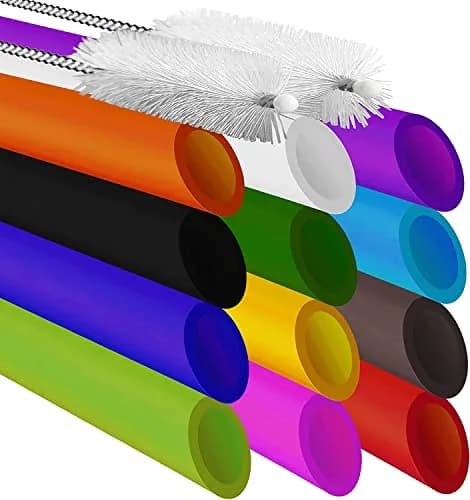 ALINK 12 Pcs Reusable Boba Straws 21.6cm (8.5 Inch) with 2 Cleaning Brushes | Extra Wide Smoothie Straws for Thick Drinks thumbnail 7