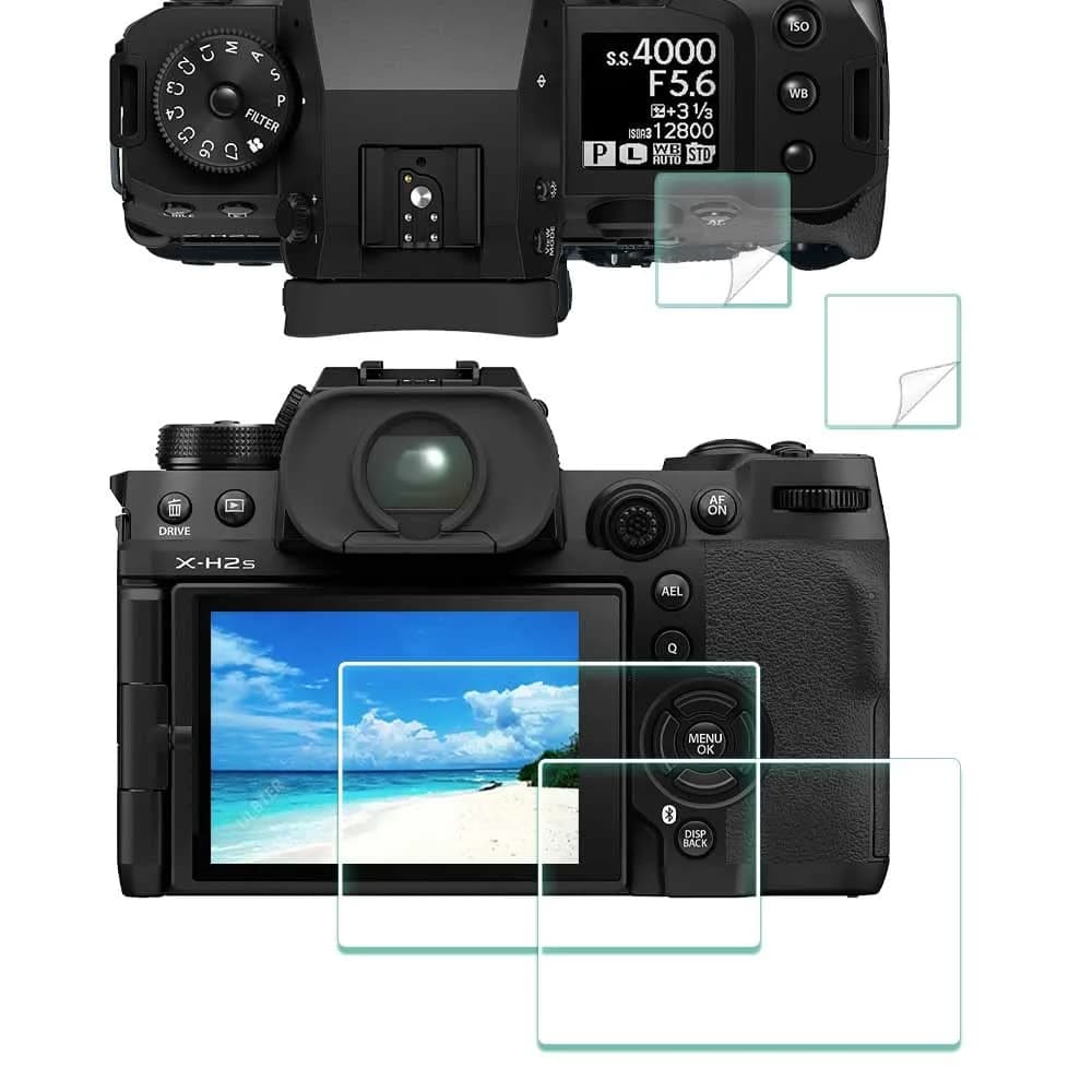 ULBTER Tempered Glass Screen Protector for Fujifilm X-H2S X-H2 Camera LCD + PET Top Screen (2+2 Pack, 9H Hardness)