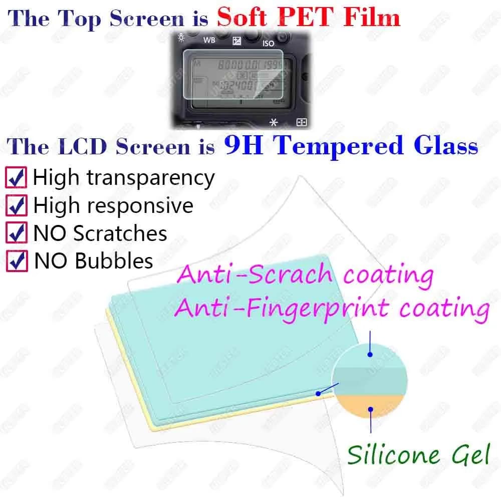 ULBTER Tempered Glass Screen Protector for Fujifilm X-H2S X-H2 Camera LCD + PET Top Screen (2+2 Pack, 9H Hardness) - view 2