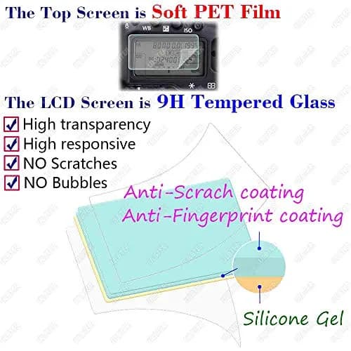 ULBTER Tempered Glass Screen Protector for Fujifilm X-H2S X-H2 Camera LCD + PET Top Screen (2+2 Pack, 9H Hardness) thumbnail 2