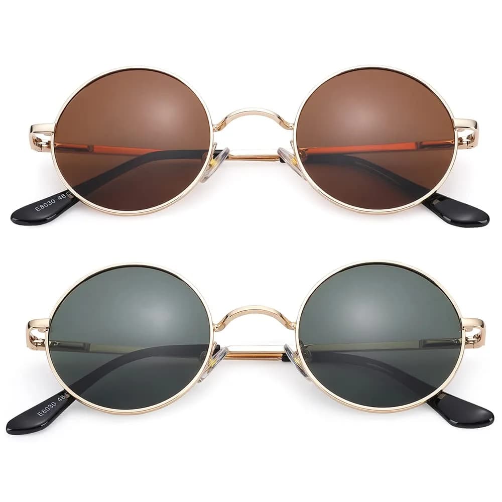 Pro Acme Small Round Polarized Sunglasses - Gold Frame/Brown Lens & Gold Frame/G15 Lens - main product image
