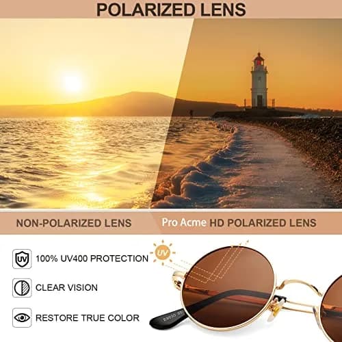 Pro Acme Small Round Polarized Sunglasses - Gold Frame/Brown Lens & Gold Frame/G15 Lens thumbnail 4