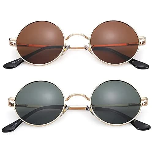 Pro Acme Small Round Polarized Sunglasses - Gold Frame/Brown Lens & Gold Frame/G15 Lens thumbnail 1