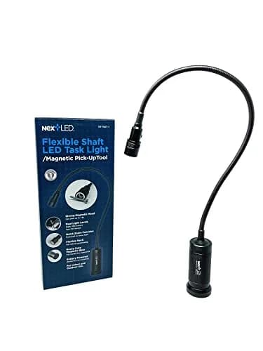 NextLED Flexible Shaft Magnetic LED Flashlight and Pickup Tool, 20 Inch Reach, 300 Lumens, Magnetic Base, Impact-Resistant Aluminum, IP-54 Rated — Magnetic Pickup Tool Light