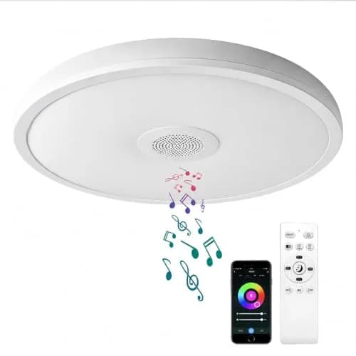 ASALL Smart Waterproof LED Flush Mount Ceiling Light Fixture, 11 inch 18W | RGB Color Changing & Bluetooth Speaker thumbnail 1