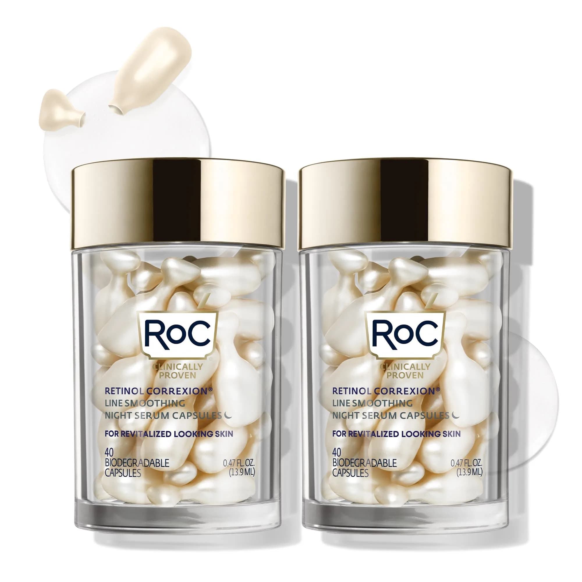 RoC Retinol Correxion Night Serum Capsules 80 CT | Anti-Aging & Wrinkle Reduction — 0.94 Ounce