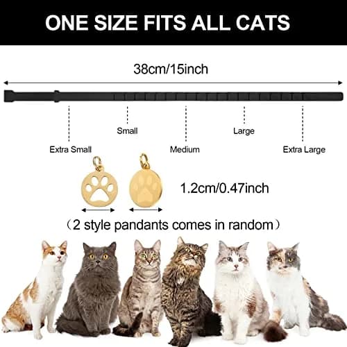 Weewooday 4pcs Black Cat Calming Collar with Pendants 38cm (15 Inches) | Pheromone-Infused for Stress & Anxiety Relief thumbnail 5