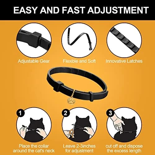 Weewooday 4pcs Black Cat Calming Collar with Pendants 38cm (15 Inches) | Pheromone-Infused for Stress & Anxiety Relief thumbnail 6