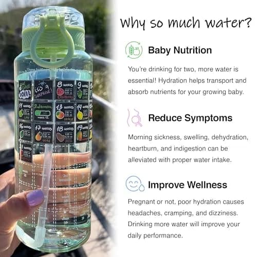 BellyBottle Pregnancy Water Bottle Tracker 32oz | Nausea Relief & Hydration for Expecting Moms thumbnail 6