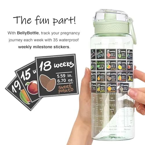BellyBottle Pregnancy Water Bottle Tracker 32oz | Nausea Relief & Hydration for Expecting Moms thumbnail 3