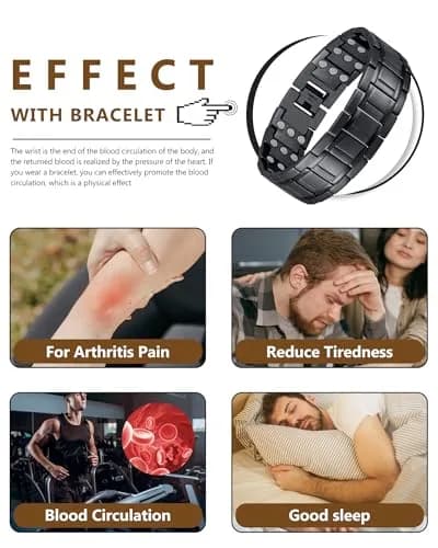Feraco Magnetic Bracelet for Men Stainless Steel Jewelry, 21.7 cm (8.54 inch) Black thumbnail 6