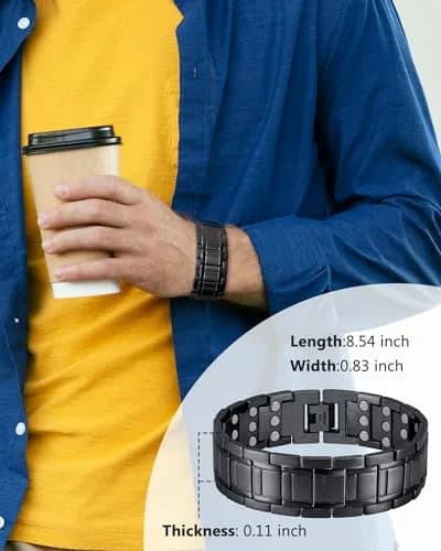 Feraco Magnetic Bracelet for Men Stainless Steel Jewelry, 21.7 cm (8.54 inch) Black thumbnail 2